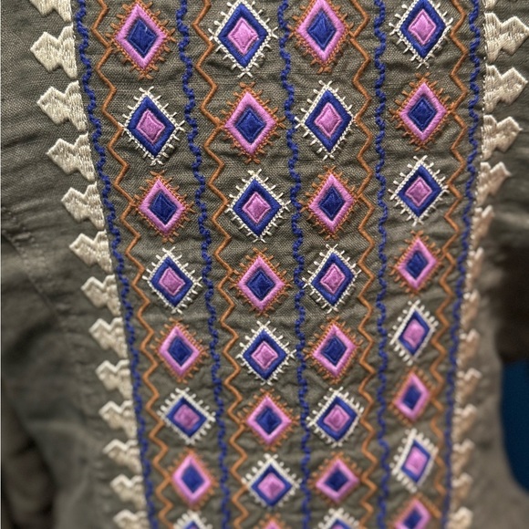 International Concepts Linen Green Embroidered Jacket M - Picture 6 of 10